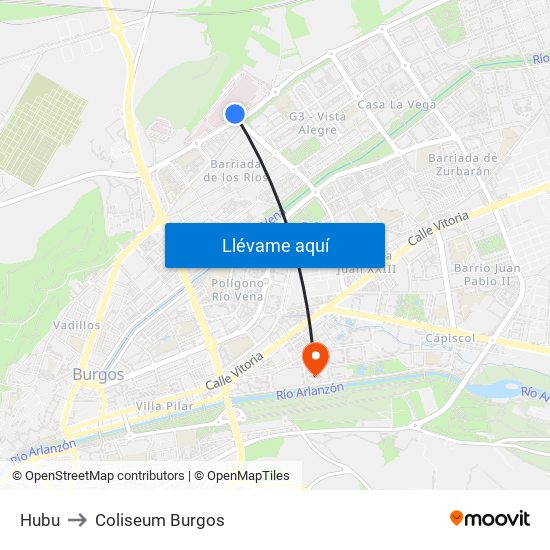 Hubu to Coliseum Burgos map