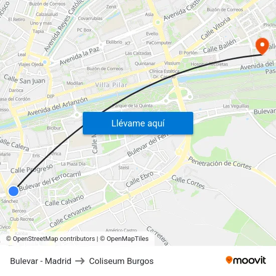 Bulevar - Madrid to Coliseum Burgos map
