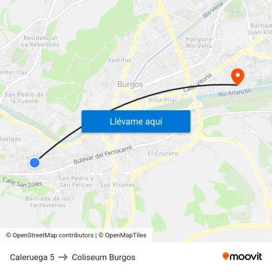 Caleruega 5 to Coliseum Burgos map