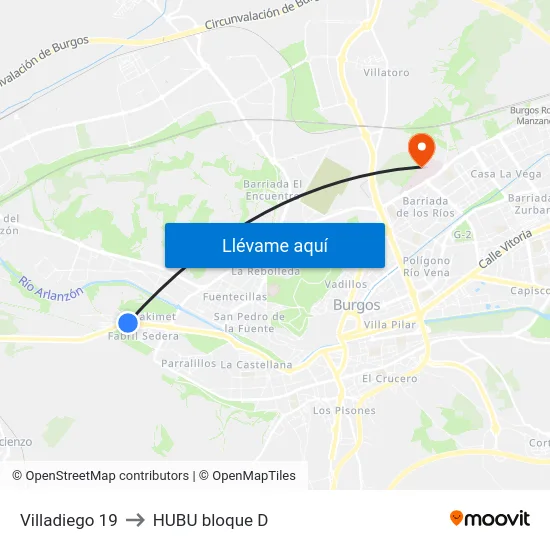Villadiego 19 to HUBU bloque D map