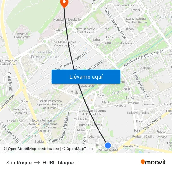 San Roque to HUBU bloque D map