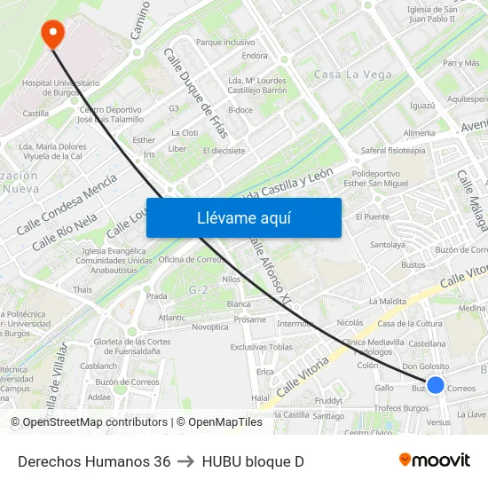 Derechos Humanos 36 to HUBU bloque D map