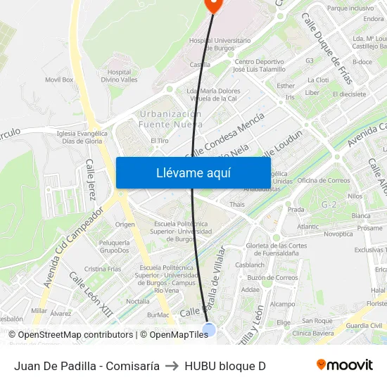 Juan De Padilla - Comisaría to HUBU bloque D map