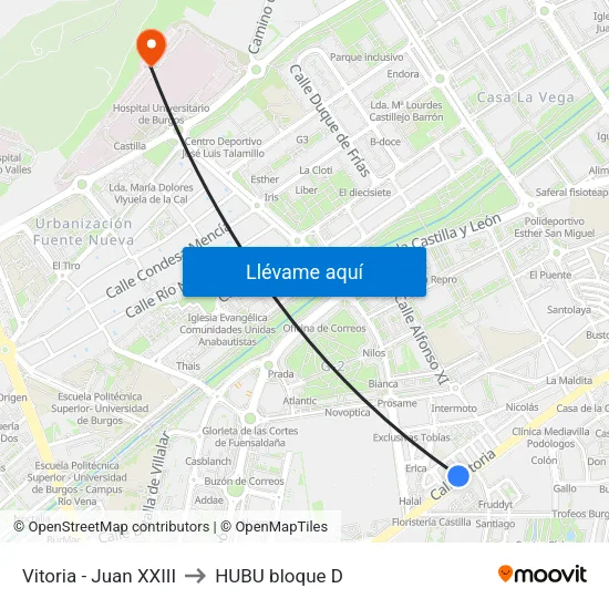 Vitoria - Juan XXIII to HUBU bloque D map