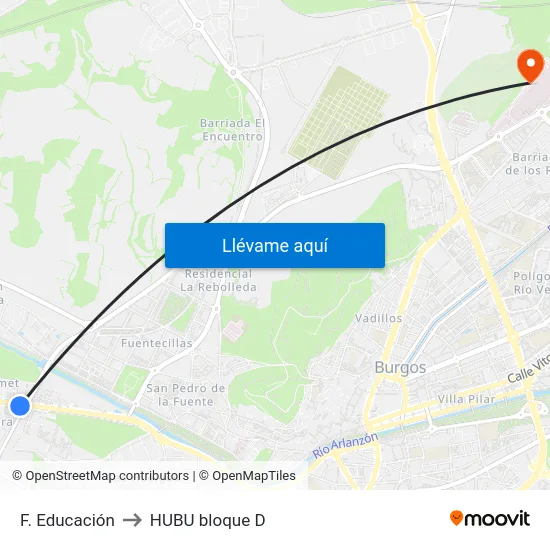 F. Educación to HUBU bloque D map