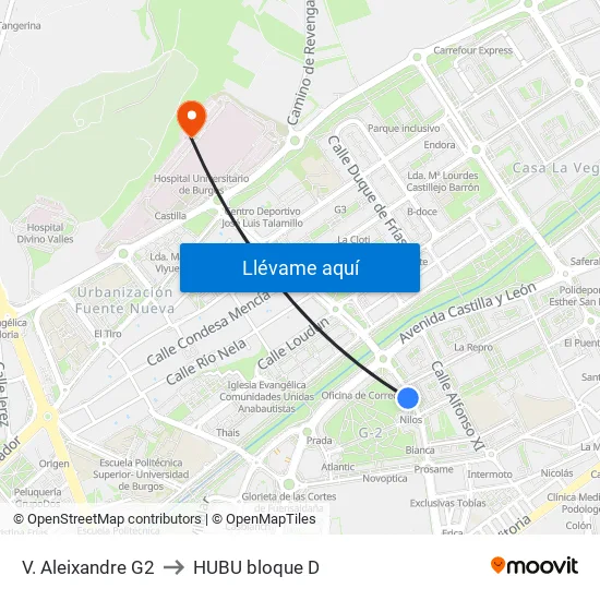 Vicente Aleixandre  19 to HUBU bloque D map