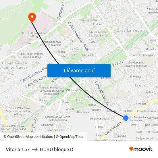 Vitoria 157 to HUBU bloque D map