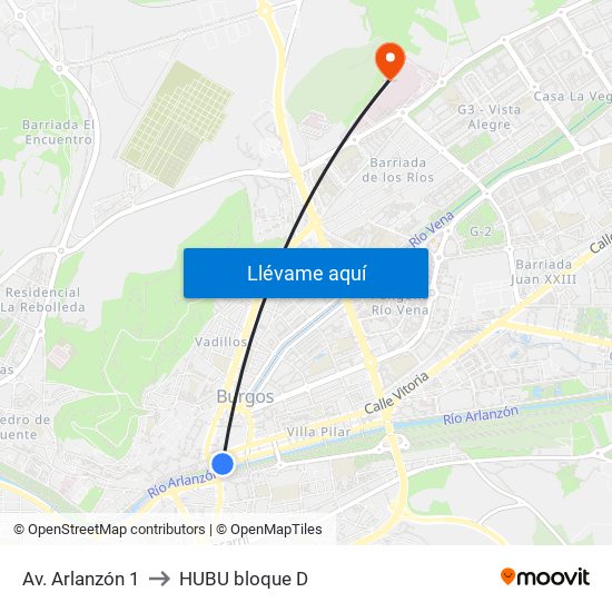 Av. Arlanzón 1 to HUBU bloque D map