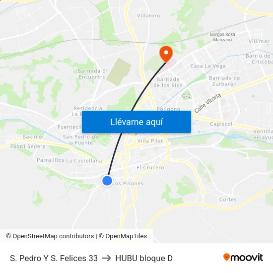 S. Pedro Y S. Felices 33 to HUBU bloque D map