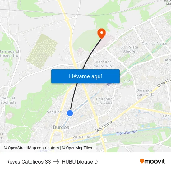 Reyes Católicos 33 to HUBU bloque D map