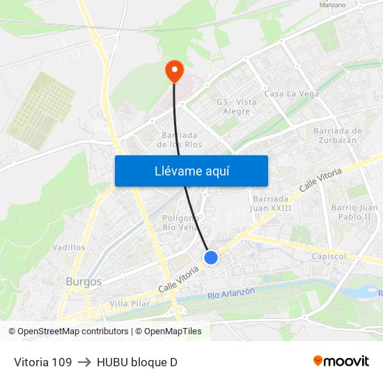 Vitoria 109 to HUBU bloque D map