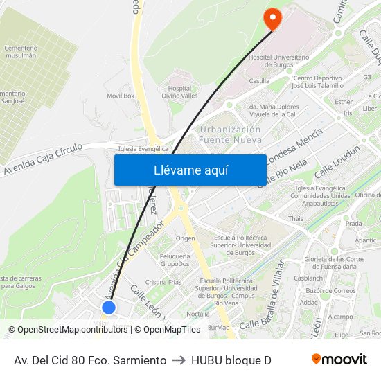 Av. Del Cid 80 Fco. Sarmiento to HUBU bloque D map