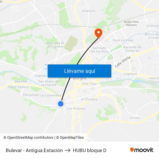 Bulevar - Antigua Estación to HUBU bloque D map
