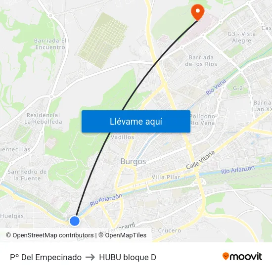 Pº Del Empecinado to HUBU bloque D map
