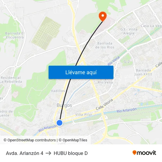 Avda. Arlanzón 4 to HUBU bloque D map