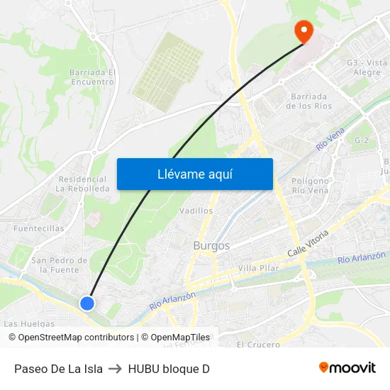 Paseo De La Isla to HUBU bloque D map