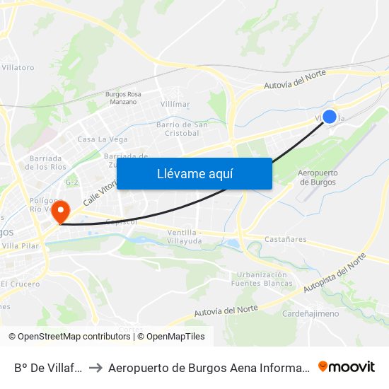 Bº De Villafría to Aeropuerto de Burgos Aena Informacion map