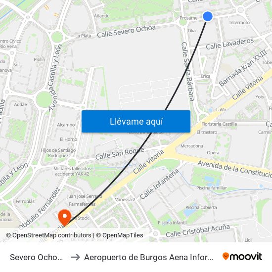 Severo Ochoa 53 to Aeropuerto de Burgos Aena Informacion map