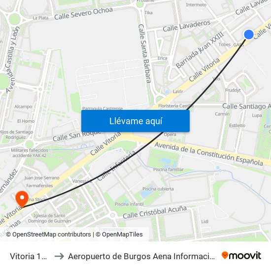 Vitoria 157 to Aeropuerto de Burgos Aena Informacion map