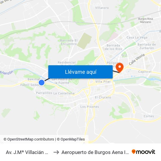 Av. J.Mª Villacián Químicas to Aeropuerto de Burgos Aena Informacion map