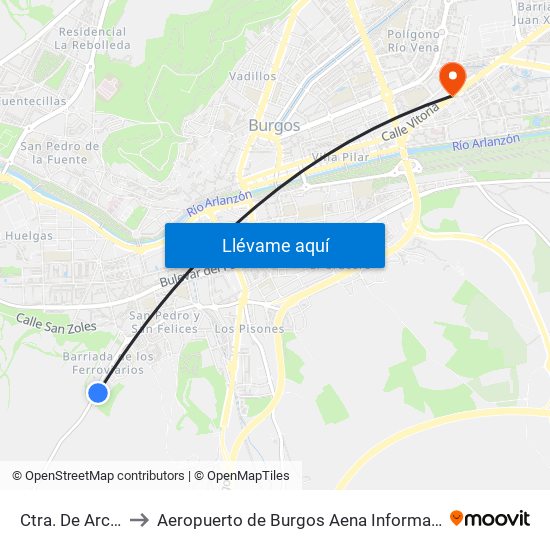 Ctra. De Arcos to Aeropuerto de Burgos Aena Informacion map