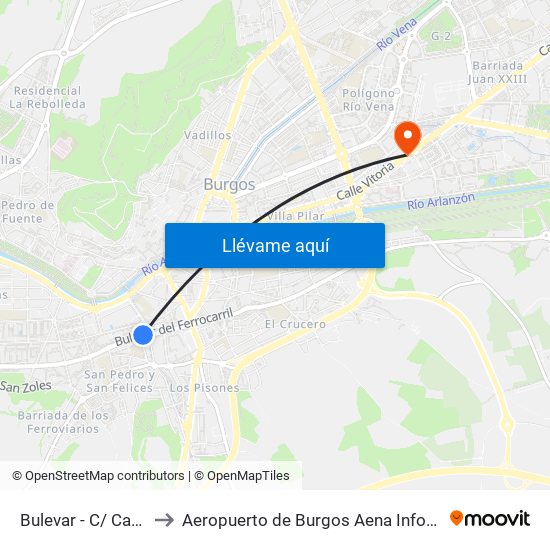 Bulevar - C/ Carmen to Aeropuerto de Burgos Aena Informacion map