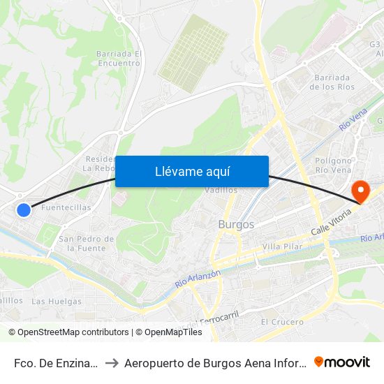 Fco. De Enzinas 28 to Aeropuerto de Burgos Aena Informacion map