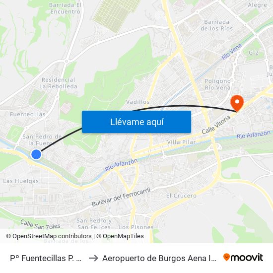 Pº Fuentecillas P. Malatos to Aeropuerto de Burgos Aena Informacion map
