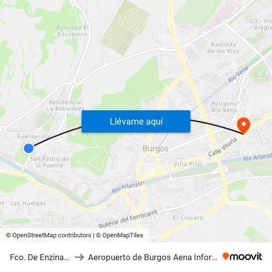 Fco. De Enzinas 16 to Aeropuerto de Burgos Aena Informacion map