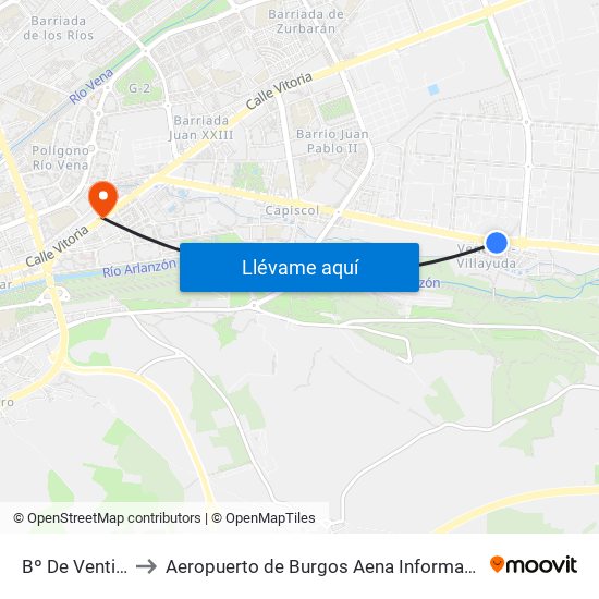 Bº De Ventilla to Aeropuerto de Burgos Aena Informacion map