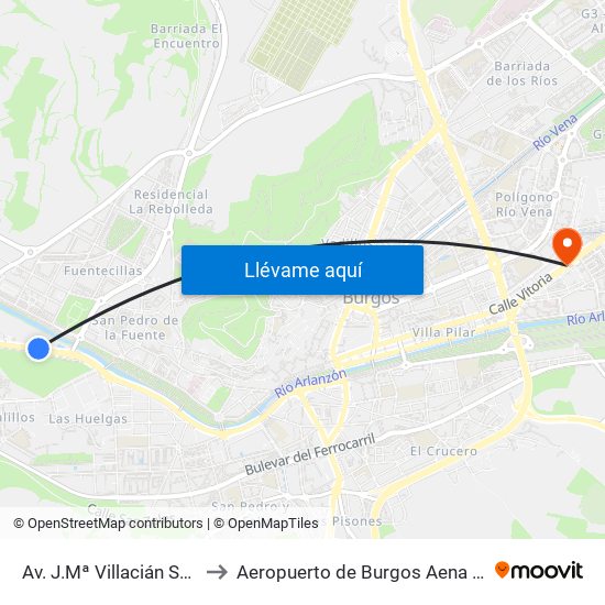 Av. J.Mª Villacián San Amaro to Aeropuerto de Burgos Aena Informacion map