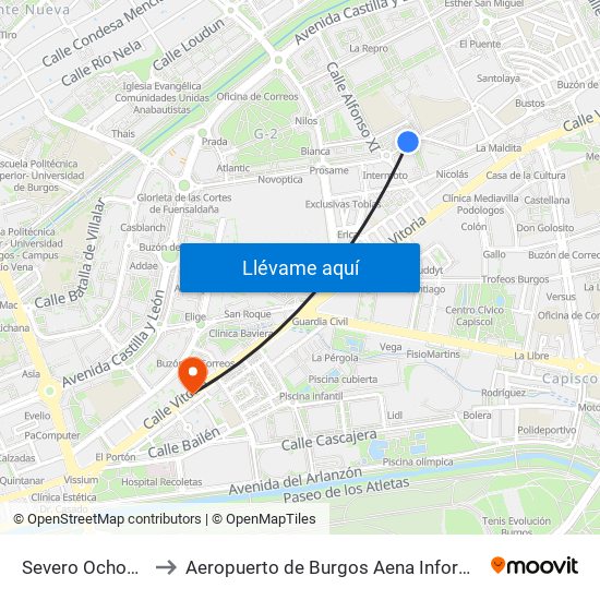 Severo Ochoa 59 to Aeropuerto de Burgos Aena Informacion map
