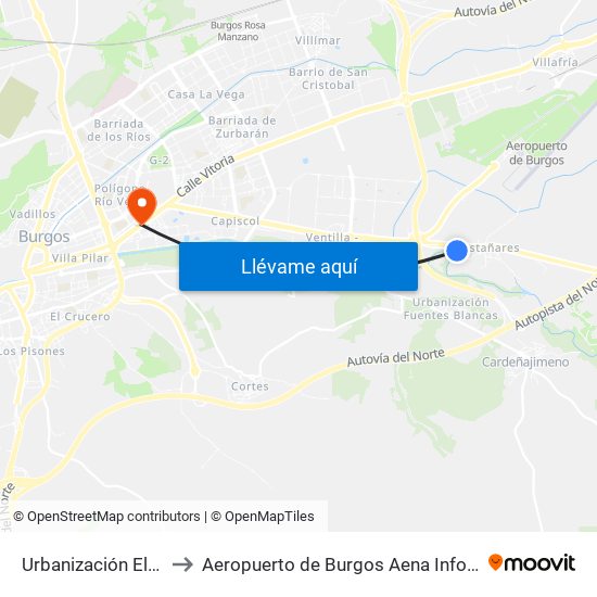 Urbanización El Soto to Aeropuerto de Burgos Aena Informacion map