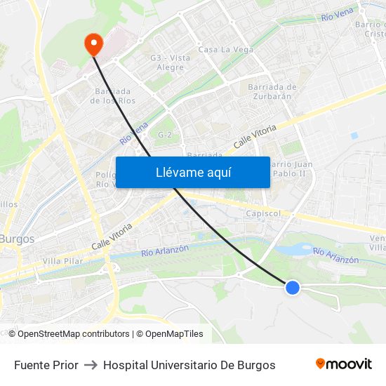 Fuente Prior to Hospital Universitario De Burgos map