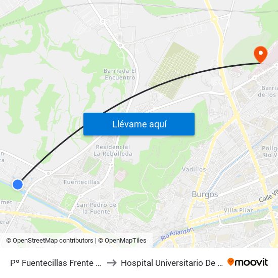 Pº Fuentecillas Frente Fca. M. to Hospital Universitario De Burgos map