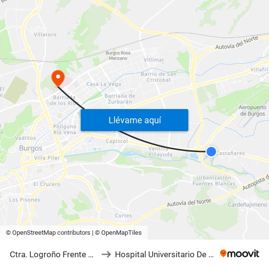Ctra. Logroño Frente El Soto to Hospital Universitario De Burgos map