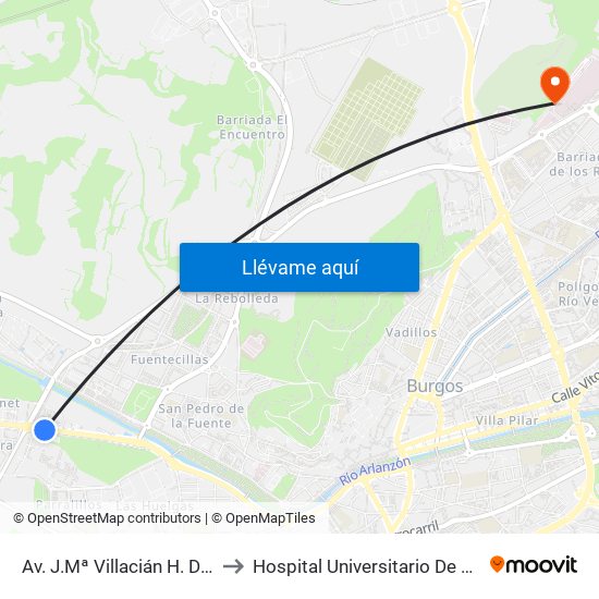 Av. J.Mª Villacián H. Del Rey to Hospital Universitario De Burgos map