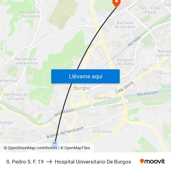 S. Pedro S. F. 19 to Hospital Universitario De Burgos map