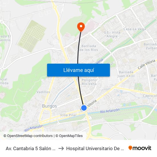 Av. Cantabria 5 Salón Actos to Hospital Universitario De Burgos map