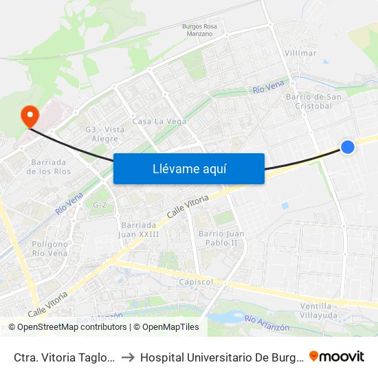 Ctra. Vitoria Taglosa to Hospital Universitario De Burgos map