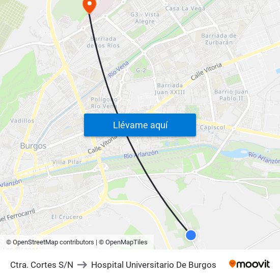 Ctra. Cortes S/N to Hospital Universitario De Burgos map