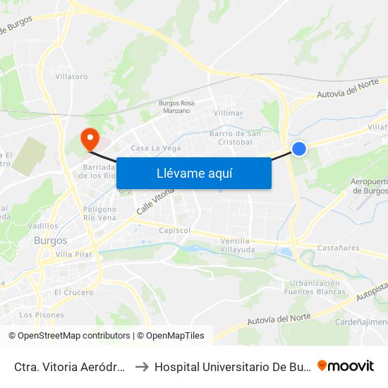 Ctra. Vitoria Aeródromo to Hospital Universitario De Burgos map