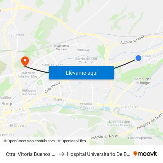 Ctra. Vitoria Buenos Aires to Hospital Universitario De Burgos map
