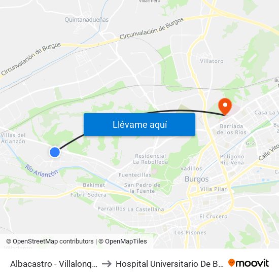 Albacastro - Villalonquejar to Hospital Universitario De Burgos map