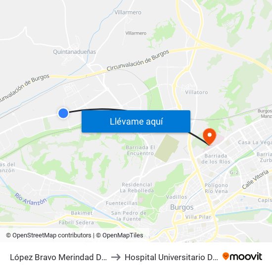 López Bravo Merindad De Montija to Hospital Universitario De Burgos map