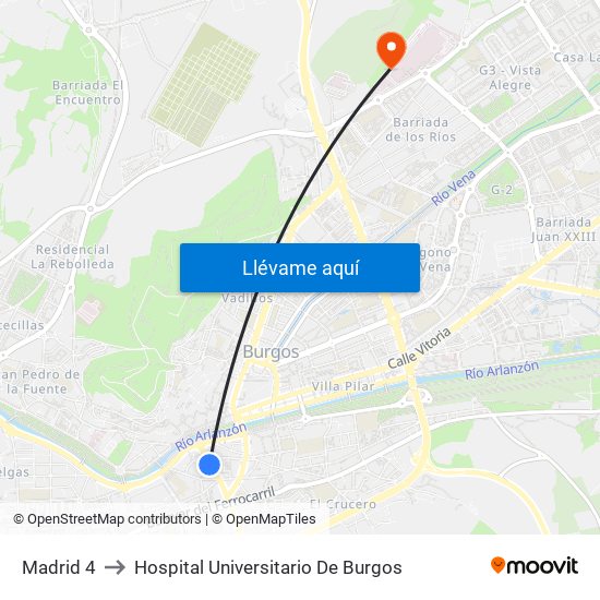 Madrid 4 to Hospital Universitario De Burgos map