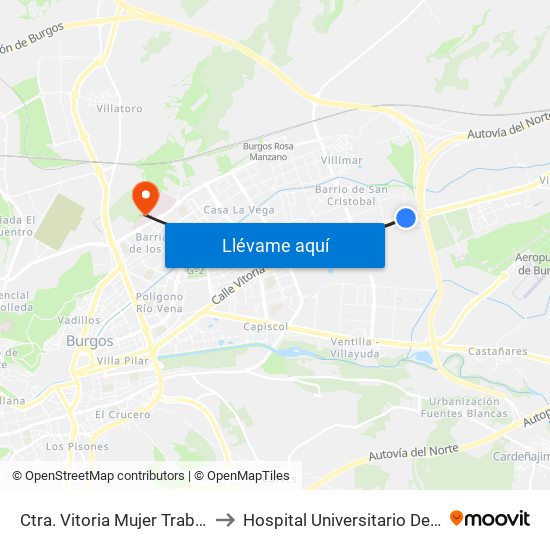 Ctra. Vitoria Mujer Trabajadora to Hospital Universitario De Burgos map