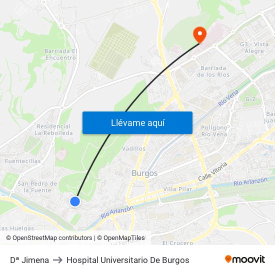 Dª Jimena to Hospital Universitario De Burgos map