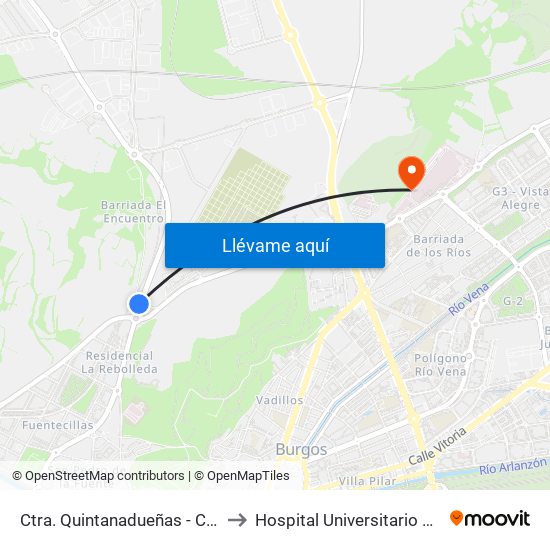 Ctra. Quintanadueñas - Cementerio to Hospital Universitario De Burgos map