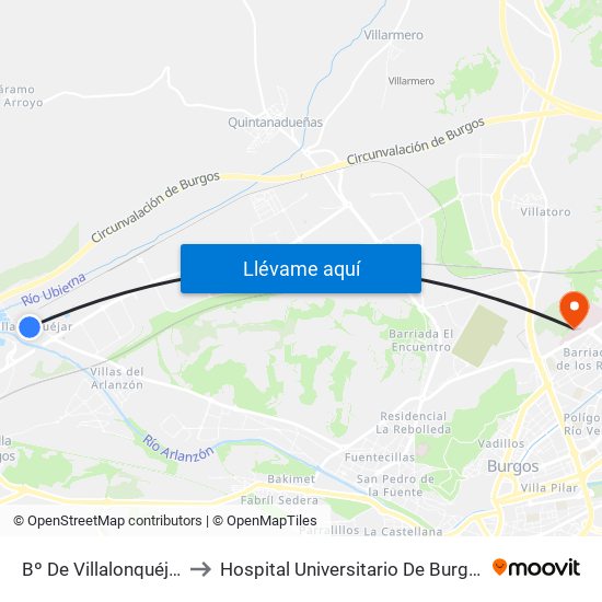 Bº De Villalonquéjar to Hospital Universitario De Burgos map